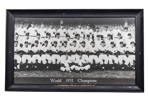 1951 World Champions New York Yankees Large Format Original 20x36" Framed Team Photograph That Hung in Yankee Stadium 